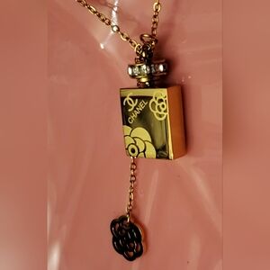 Gold Perfume Bottle Pendant Necklace